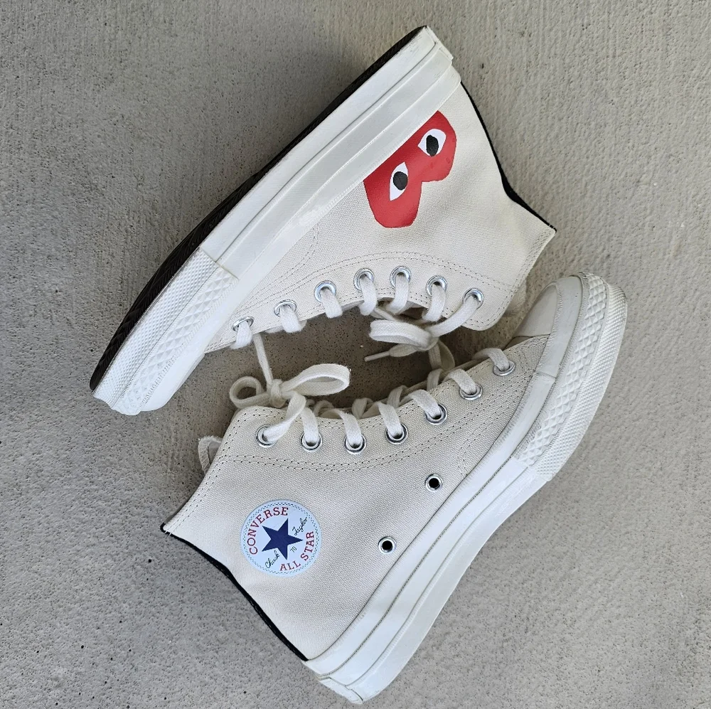 Comme des Garcons PLAY Cream Red Sneakers - Picture 16 of 16